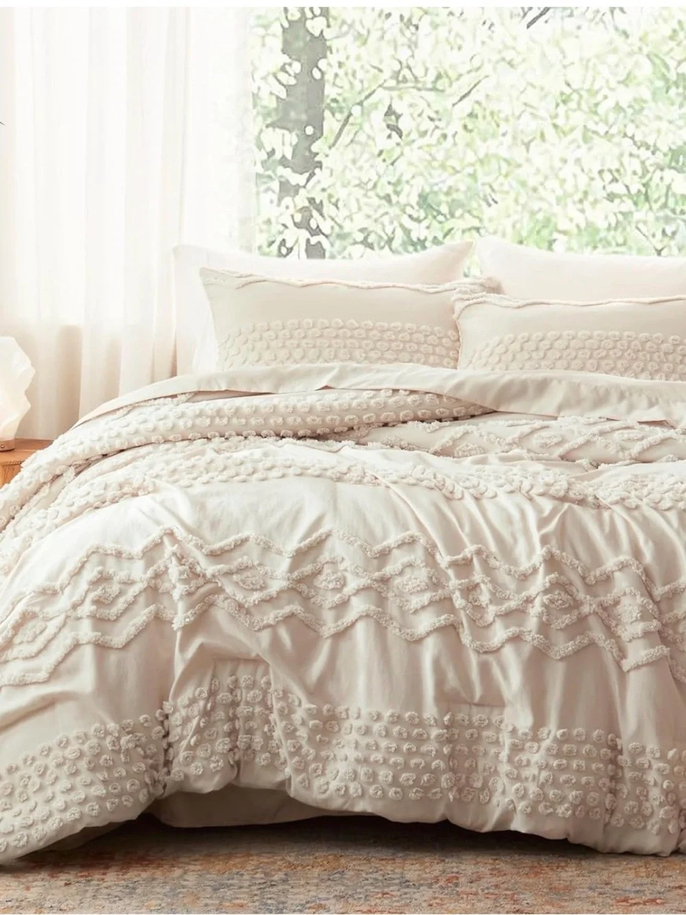 Textured BABY BEIGE Comforter Set - Cozy Neutral Bedding NEW